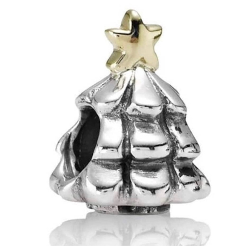 Pandora Christmas Tree Charm - Retired Sterling Silver and 14K